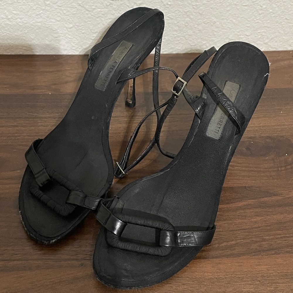 Alberta Ferretti Black Strappy Heels Size 8
